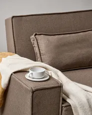Sofa Bed 3 Seater AROLE Fabric Brown_1056593