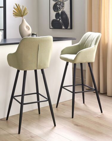 Set of 2 Fabric Bar Chairs Light Green DARIEN