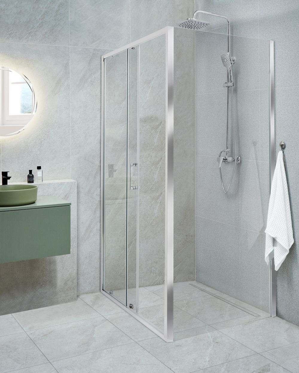 Cabina doccia YORO 80 x 100 x 185 cm Argento
