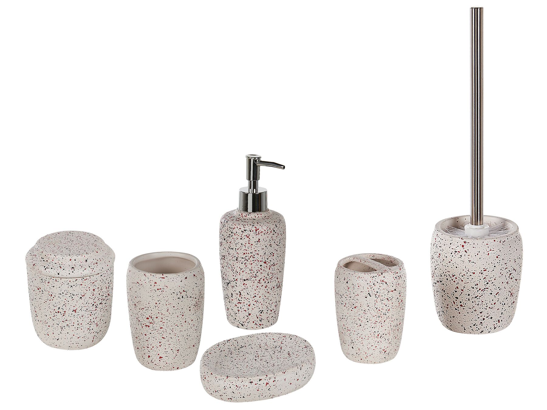 Conjunto de 6 accesorios de baño de cerámica blanco crema/negro/rojo PALMILLA_829822