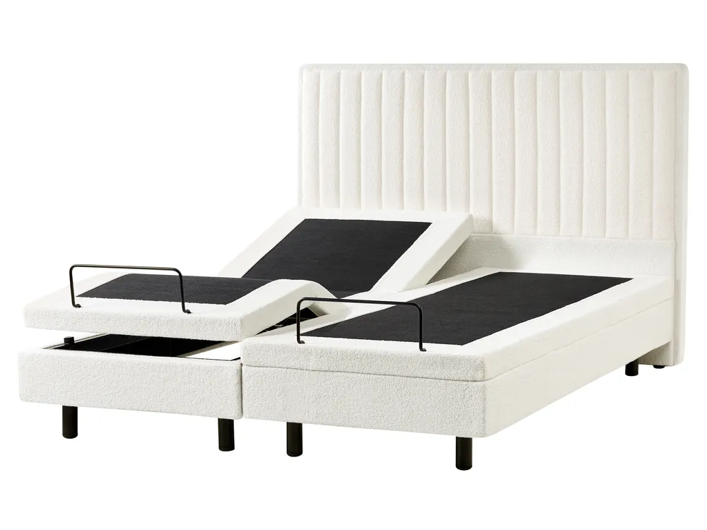 Verstelbaar bed Bouclé DUKE II 160 x 200 cm Gebroken wit_1026082