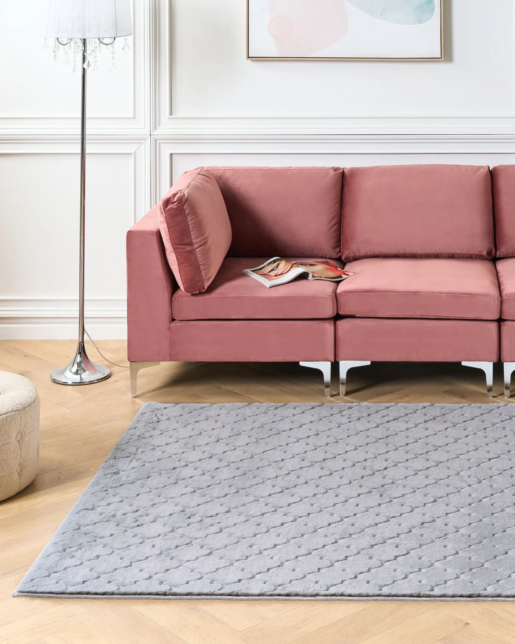 Faux Fur Rug GHARO Grey 160 x 230 cm_858618