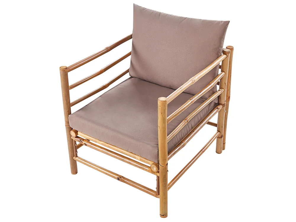 Garden Lounge Set with Table 4 Seater CERRETO Bamboo Taupe_908861