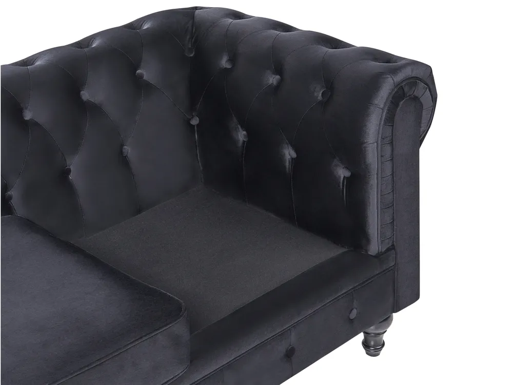 Divano 3 posti CHESTERFIELD Velluto Nero_1065199