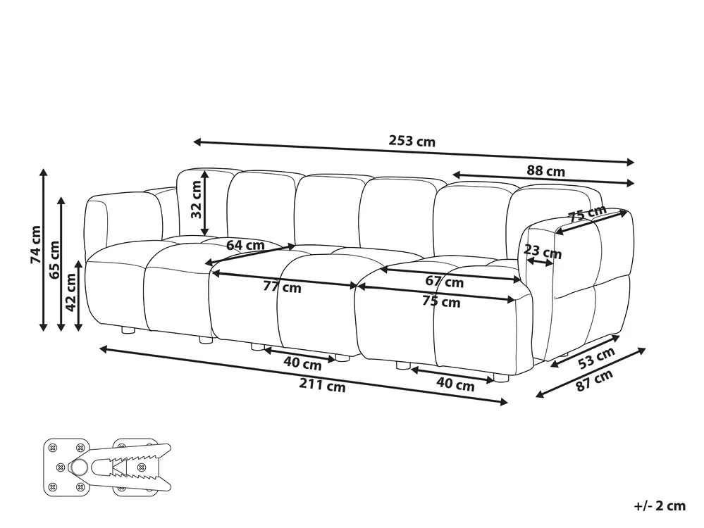 Sofa modułowa dla 3 osób MAKSABERG Beżowoszary_1136418