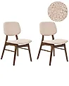 Set of 2 Dining Chairs ELAINE Boucle Dark Brown/ Beige