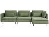 Left Hand Modular Jumbo Cord Corner Sofa Green EGERIS_901064