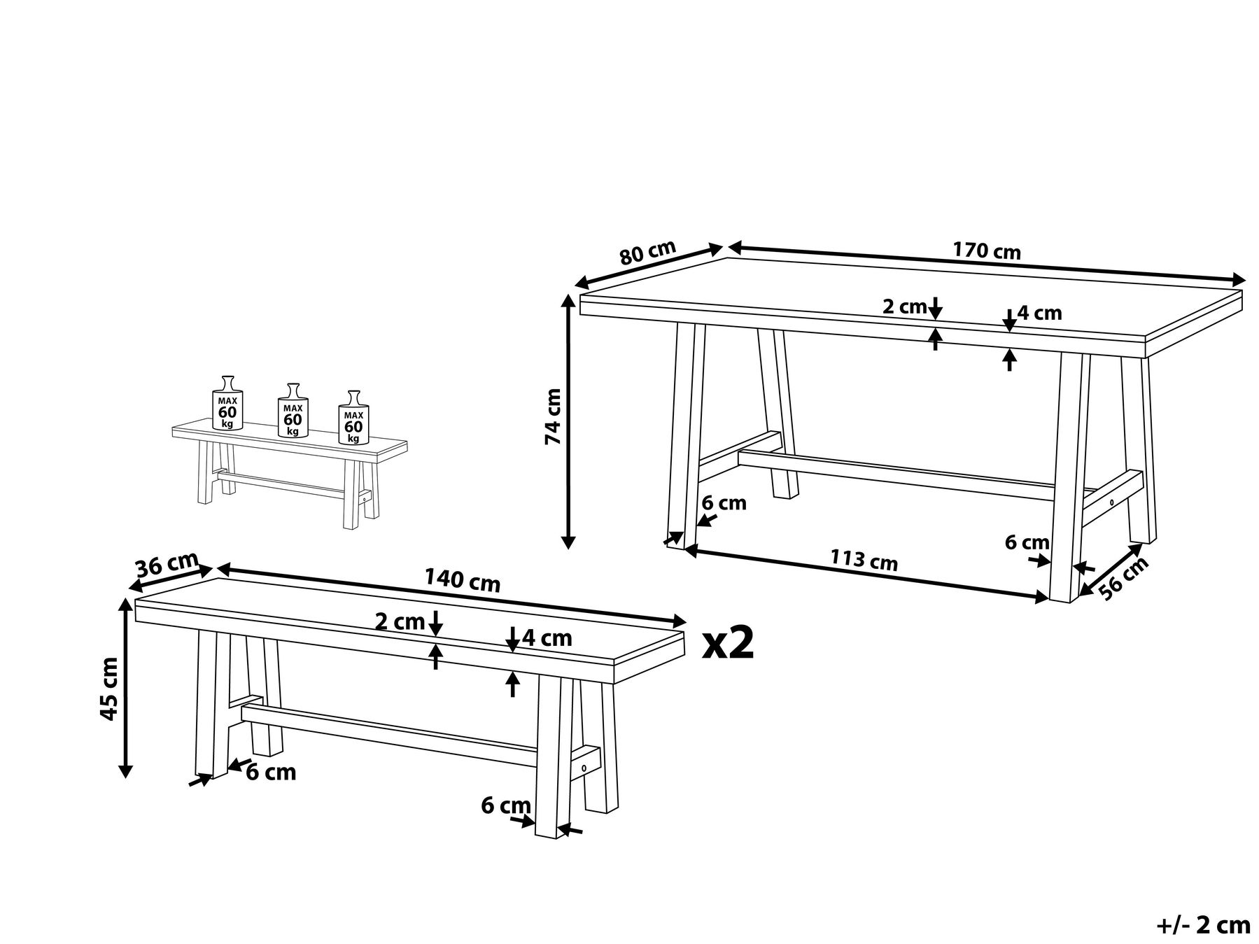 Garden Dining Set 6 Seater SCANIA Acacia Wood White_807136