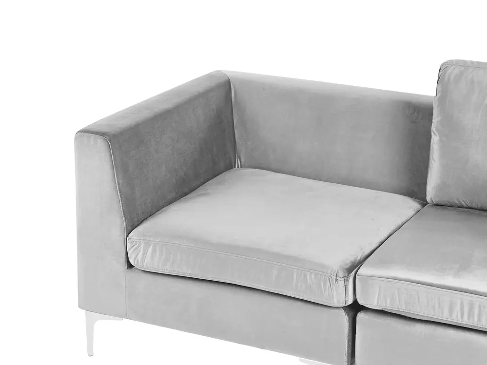 Modular Corner Sofa 4 Seater EVJA with Ottoman Velvet Grey Right Hand_789094