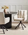 Set of 2 Dining Chairs Swivel SARDOAL Fabric Light Beige