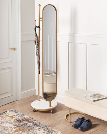 Coat Stand with Mirror Gold LORENA