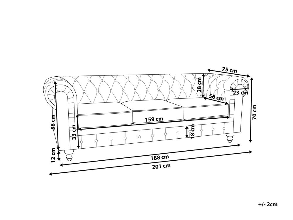 Sofa 3 Seater CHESTERFIELD Velvet Violet_780104
