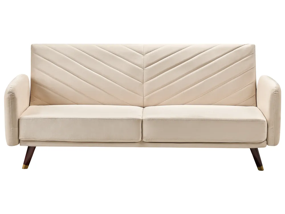 Sofa rozkładana dla 3 osób SENJA Welur Beżowy