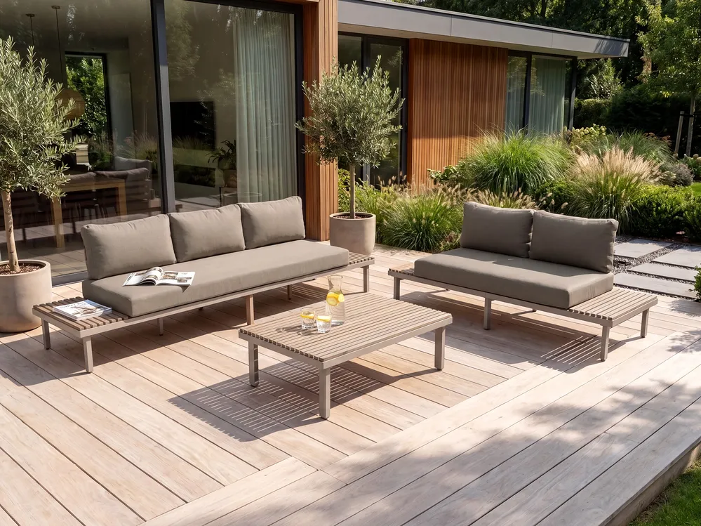 Divano da giardino 3 posti FIVIZZANO Legno d'acacia Beige_1151023