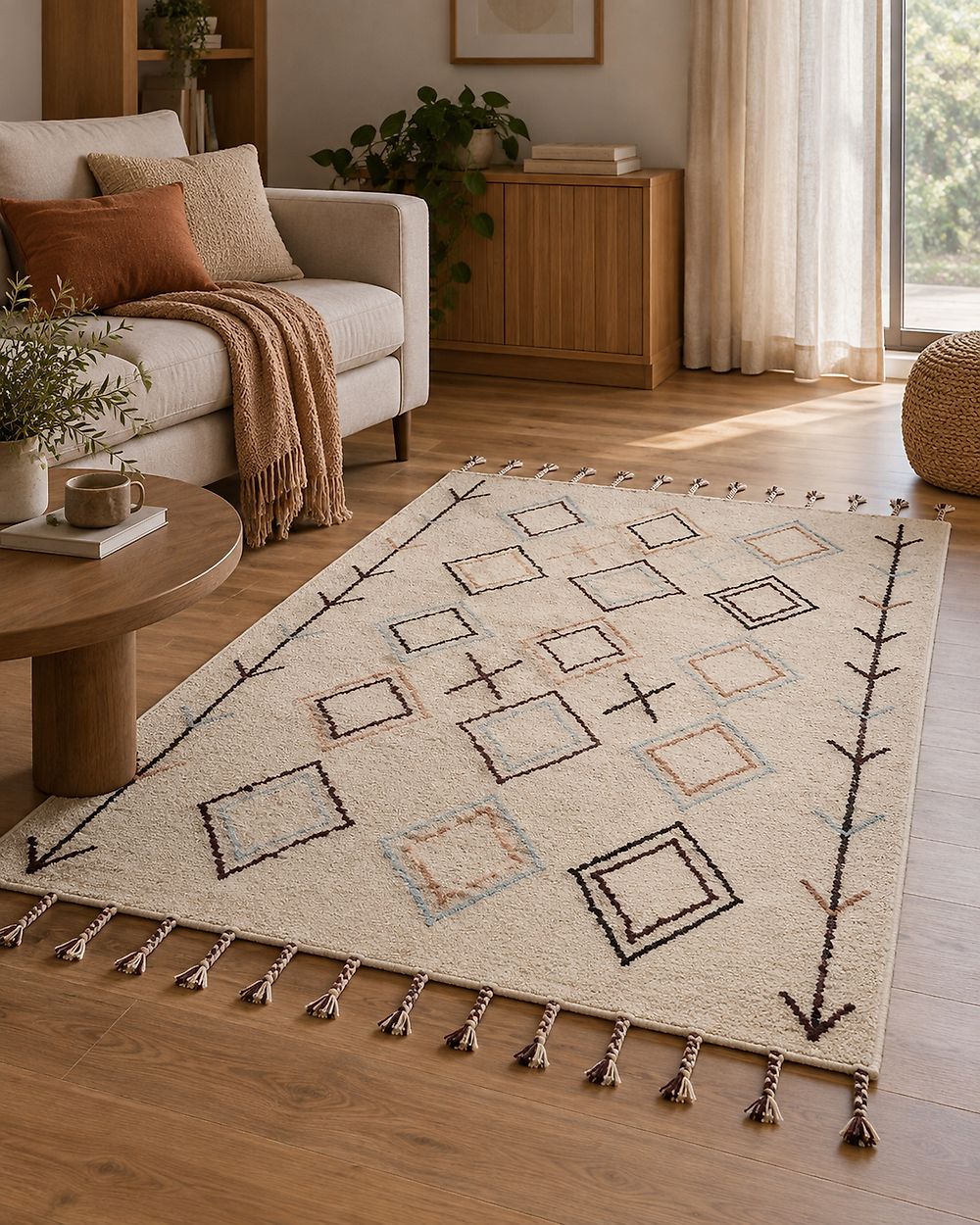 Rug CORUM Beige 140 x 200 cm Cotton