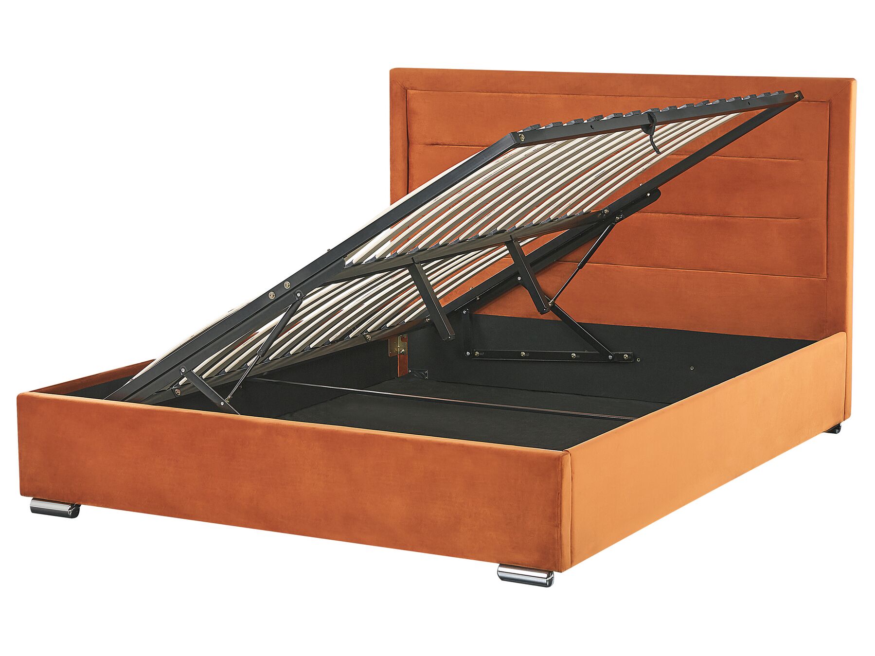 Bed met opbergruimte fluweel oranje 160 x 200 cm ROUEN_819166