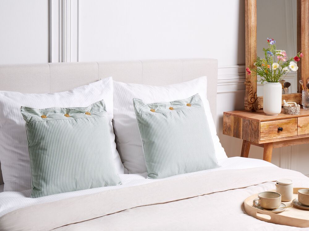 Throw Cushion SEBRINE 45 x 45 cm Mint Green Striped