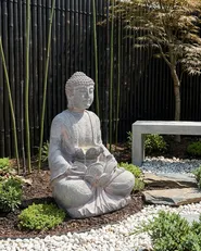 Garden Water Feature LED URLANTE Buddha Grey_1064127