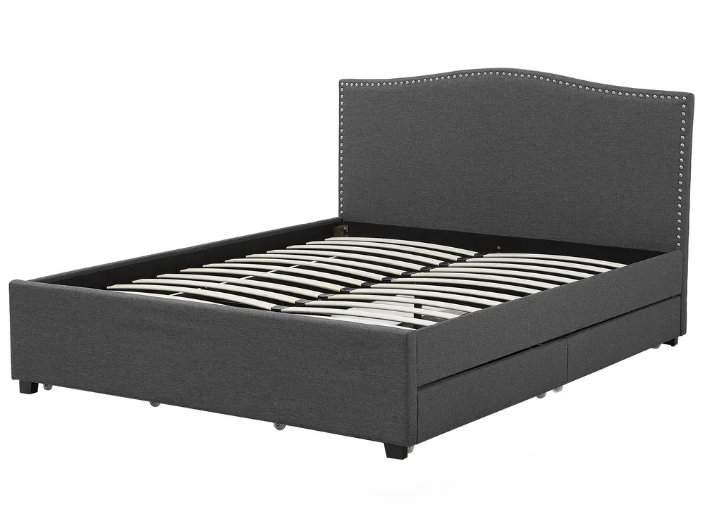 Bed with Storage Drawers MONTPELLIER Fabric Multicolour 180 x 200 cm (EU Super King) LED_709597