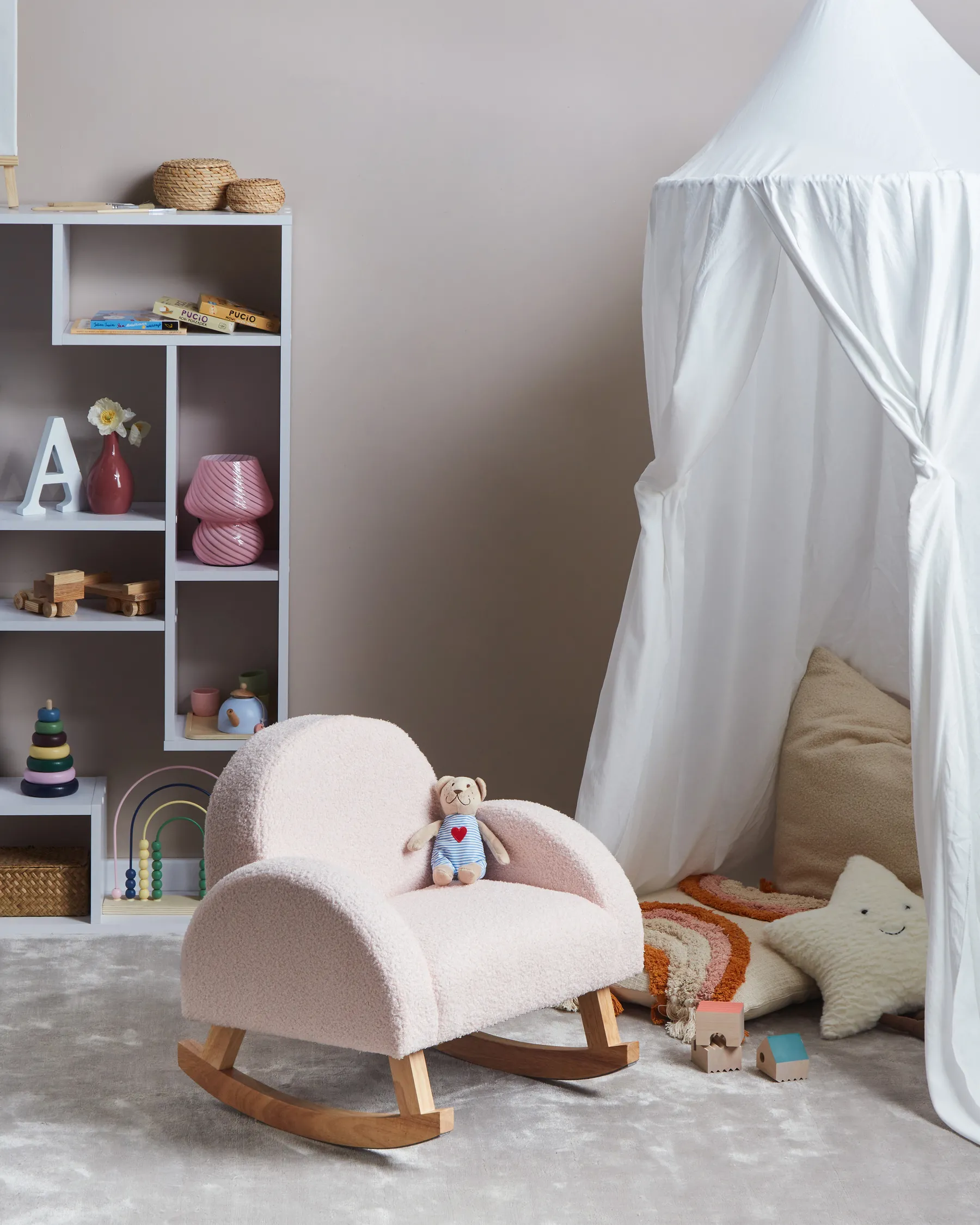 Sedia a dondolo per bambini HUG Bouclé Rosa pastello_989327