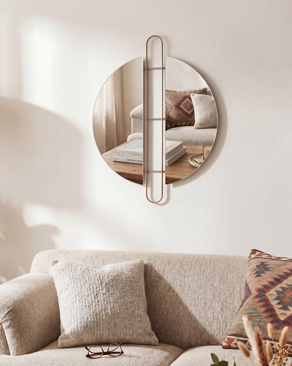 Lustro ścienne ATTIN 52 cm 65 cm Złoty