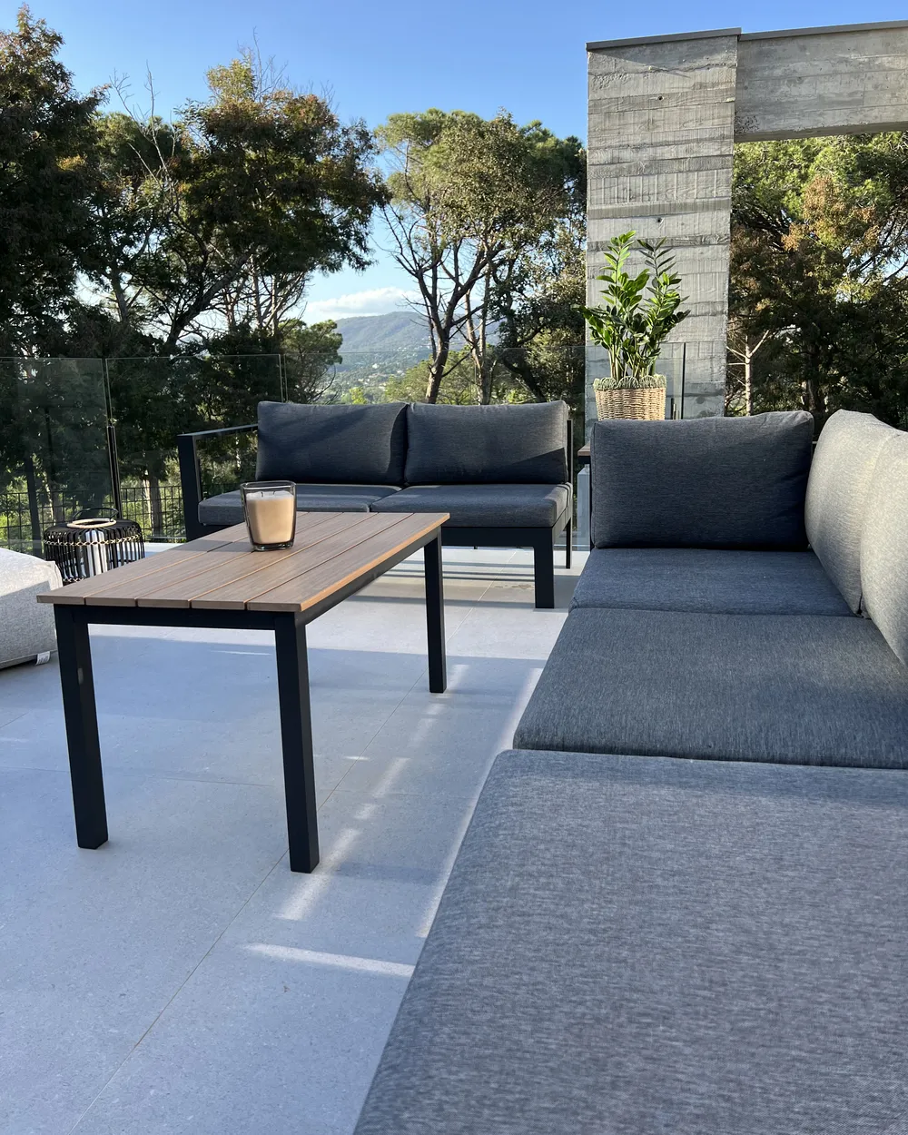 Set di divani angolari da giardino 5 posti MESSINA Metallo Nero Lato Sinistro_921470