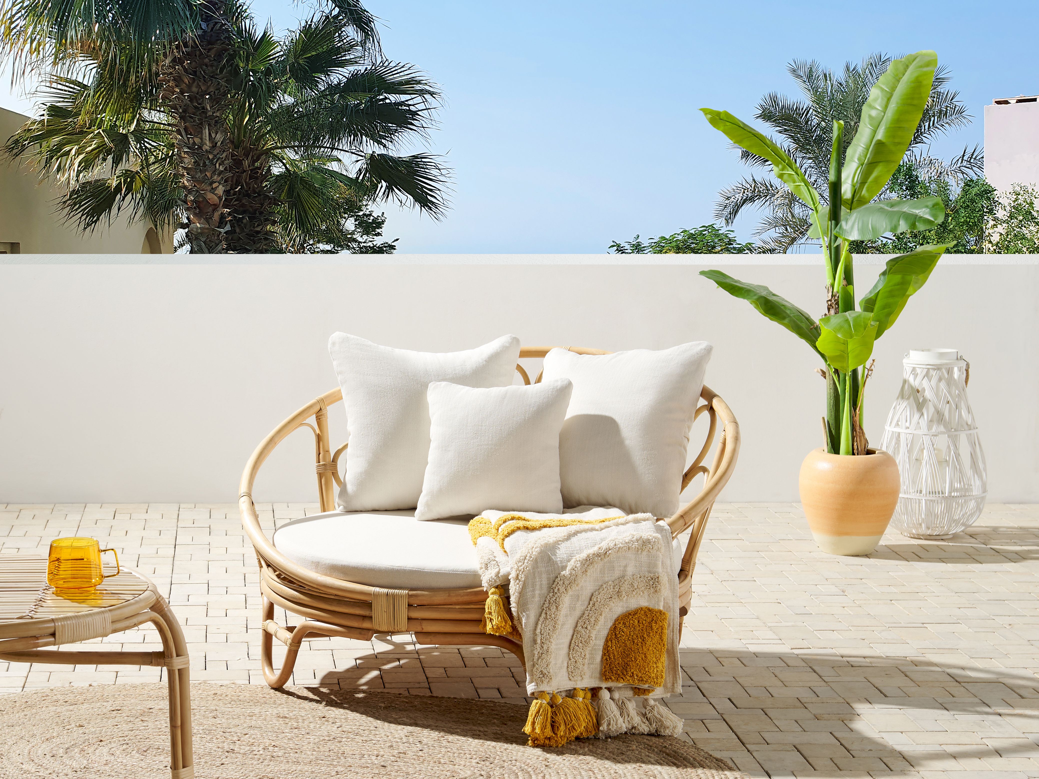 Rattan Garden Daybed Natural ROSSANO Beliani