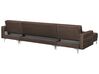 5 Seater U-shaped Modular Fabric Sofa Brown ABERDEEN_736578