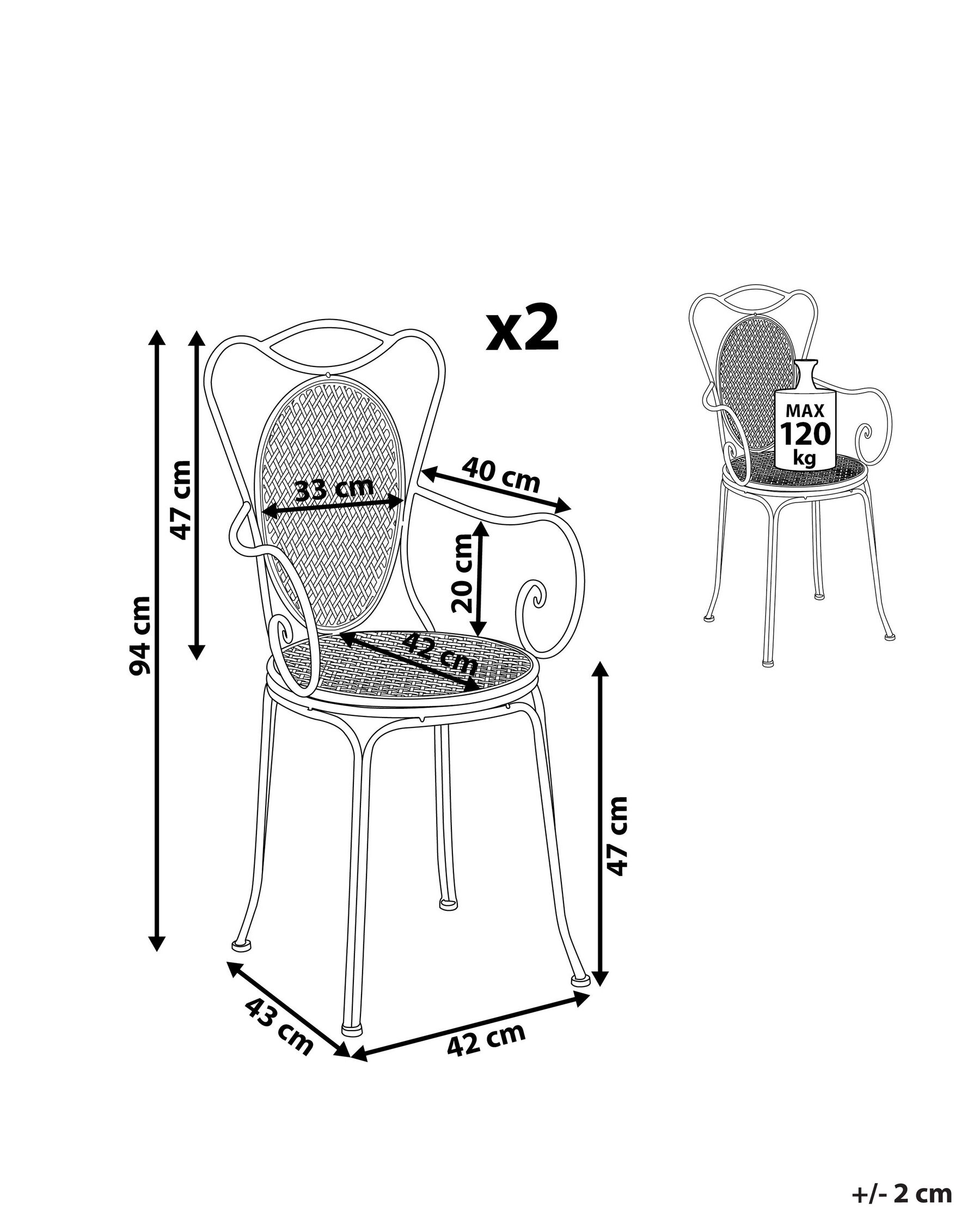 Set of 2 Garden Chairs CILENTO Metal Grey_763393