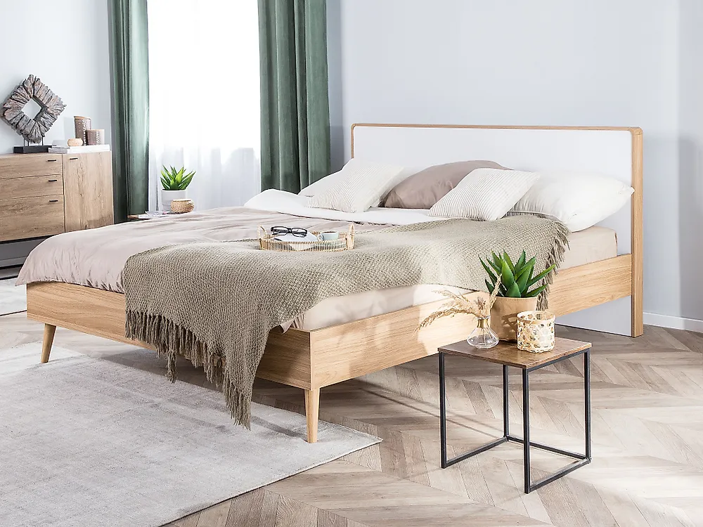 Bett mit Lattenrost SERRIS 160 x 200 cm Hellbraun_1169885