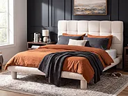 Bed Boucle CRESSAT 140 x 200 cm (EU Double) Off-White_1150972
