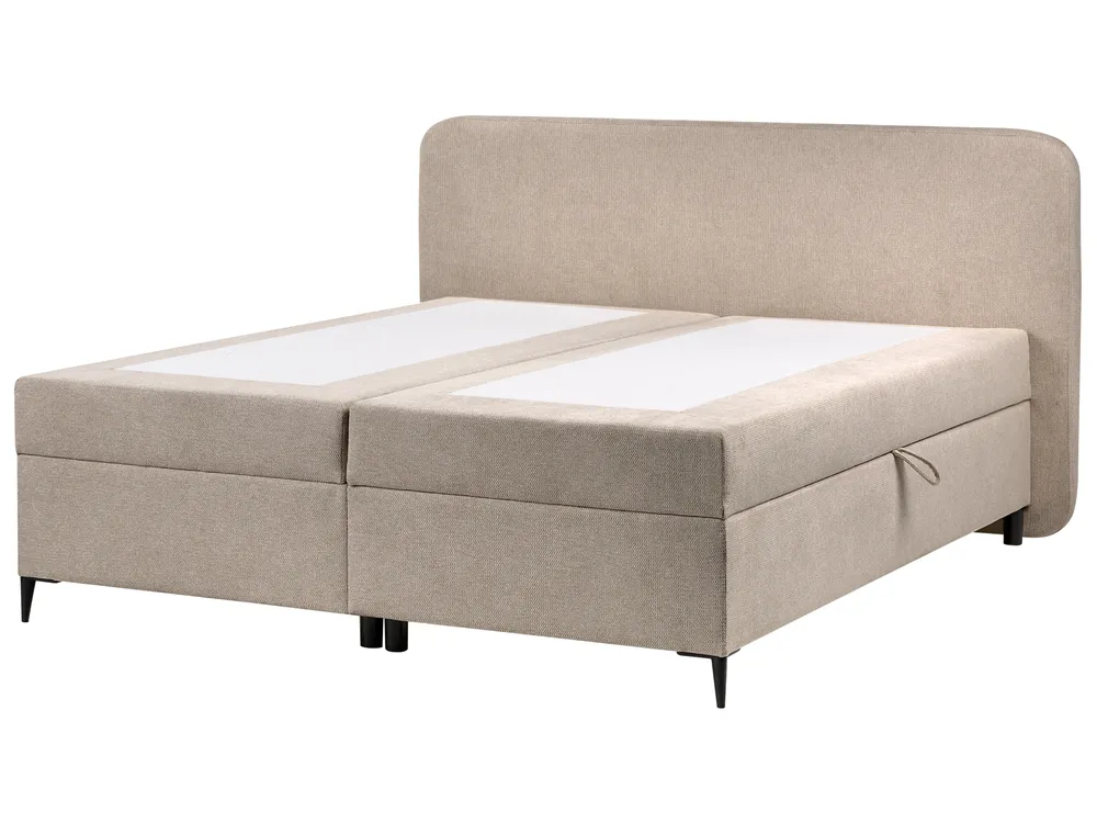 Divano letto con contenitore REGENT Tessuto Tortora 160 x 200 cm_1065379