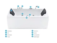 Bañera de hidromasaje LED esquinera VARADERO 183 x 90 cm Blanco Derecha_787091