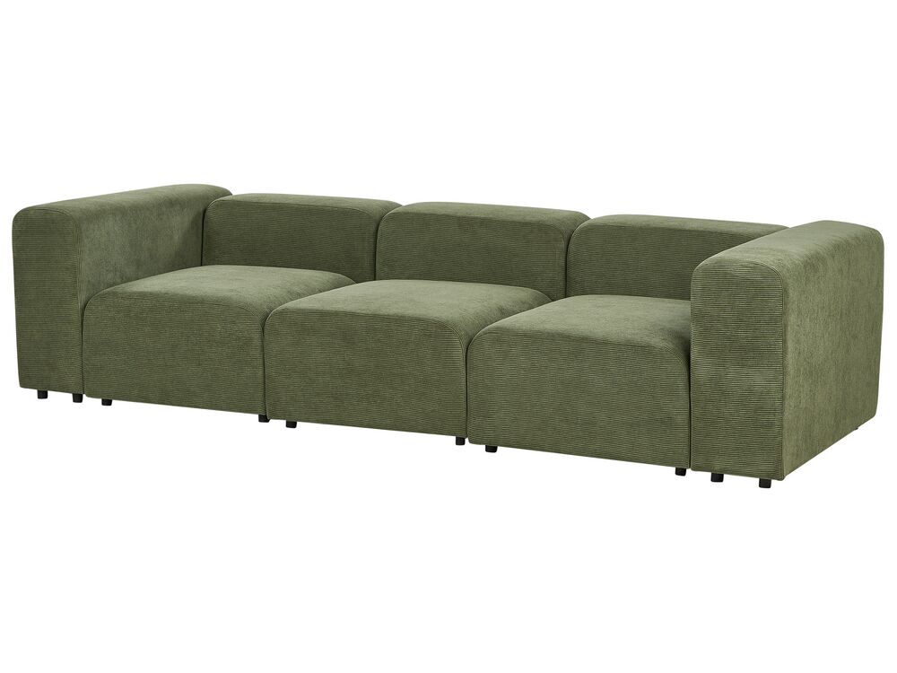 3 Seater Modular Corduroy Sofa Green FALSTERBO Beliani