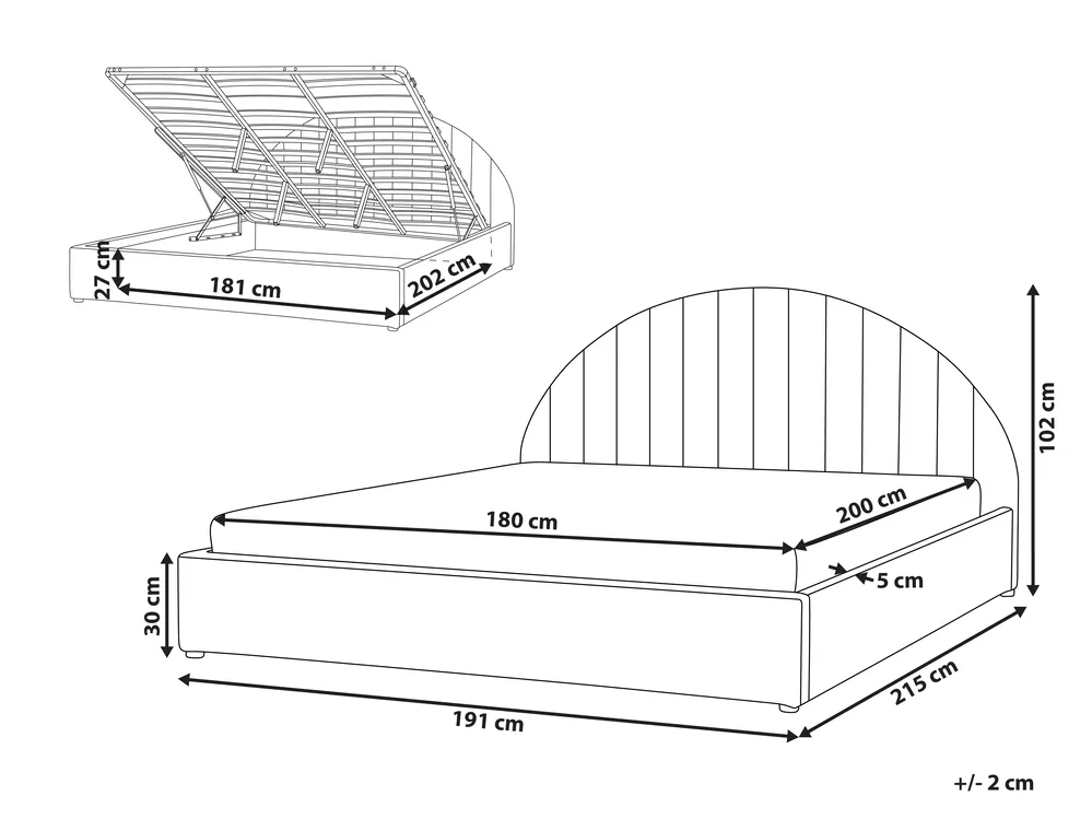 Ottoman Bed CHADENET Boucle Off-White 180 x 200 cm (EU Super King)_942209