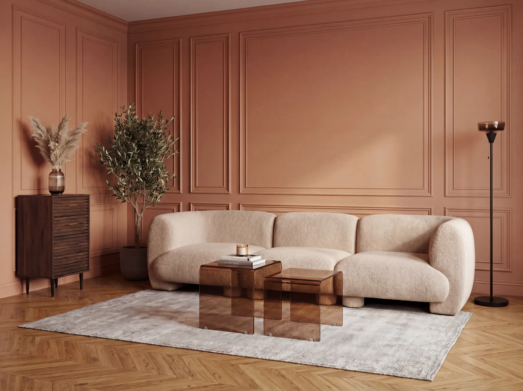 Modular Sofa 3 Seater MJALBI Boucle Beige_1075282
