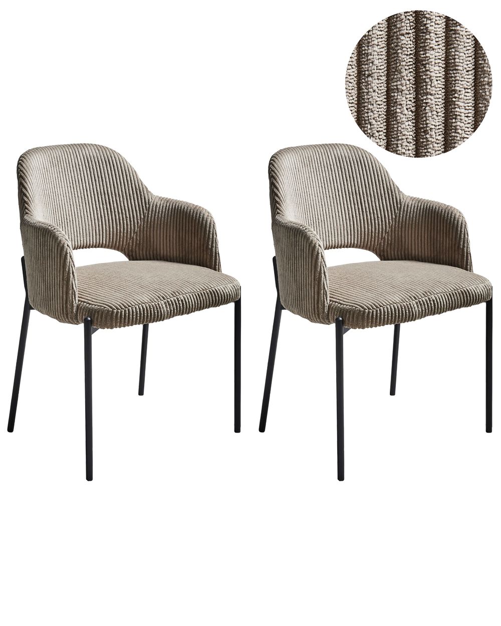 Conjunto de 2 sillas de comedor RATON Pana Gris pardo