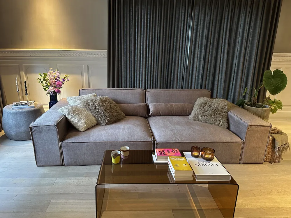 Modular Sofa 2 Seater HELLNAR Fabric Light Brown_1062168