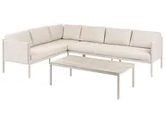Set di divani angolari da giardino 5 posti TONARA Metallo Beige chiaro Lato destro_1125122