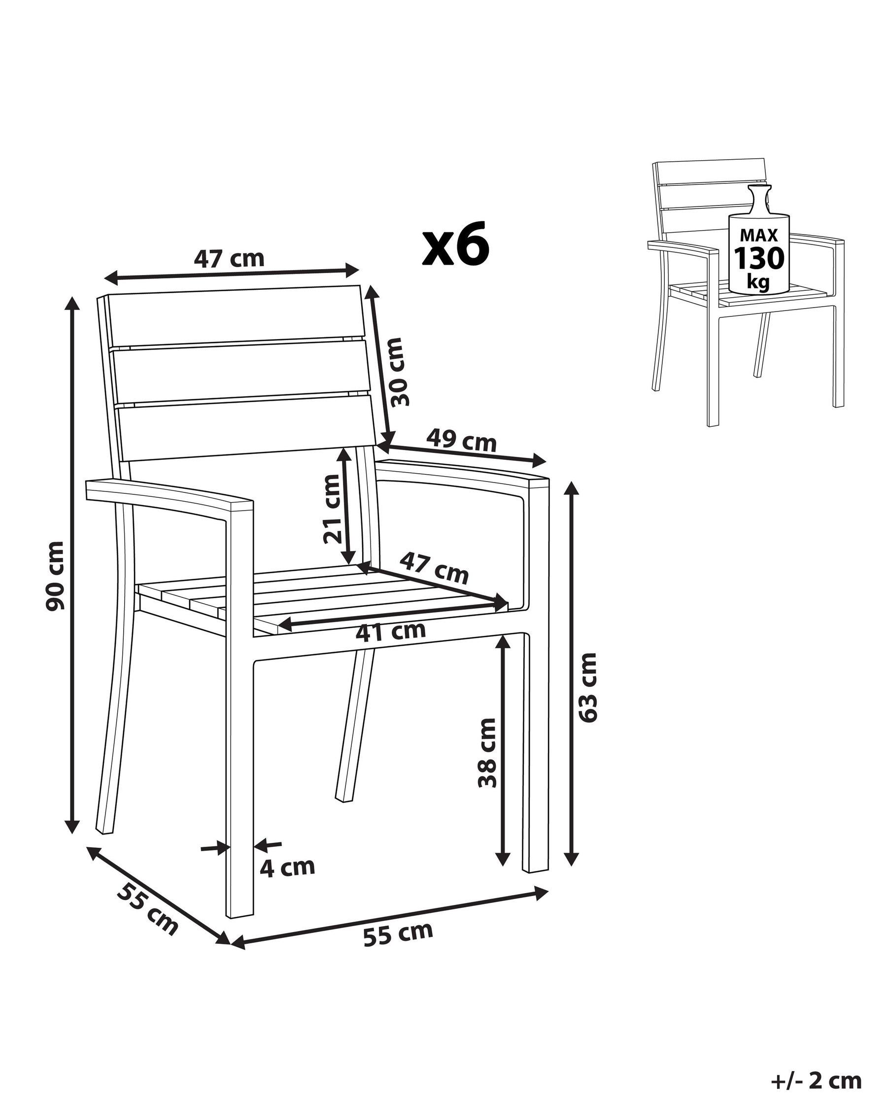 Set of 6 Garden Chairs COMO Beige_884176