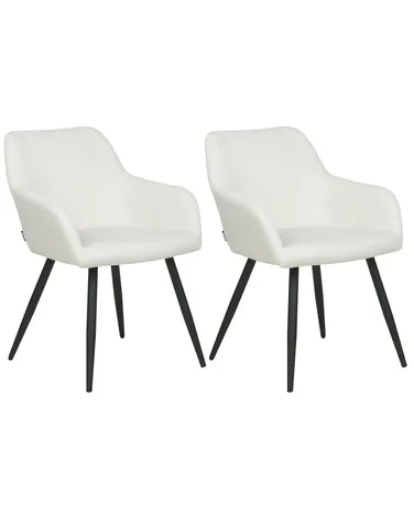 Set of Dining Chairs CASMALIA Velvet Off-White