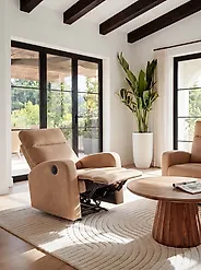 Fauteuil inclinable électrique VERDAL Velours Marron clair_1175442