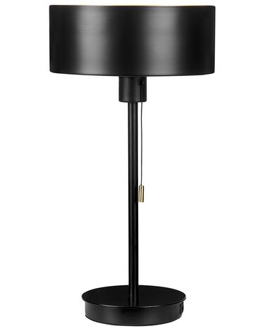 Kovová stolná lampa s USB portom čierna ARIPO