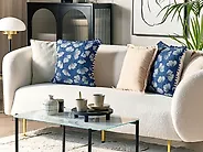 Set di 2 cuscini DANDELION 45 x 45 cm Blu scuro Trama di piante_1178421