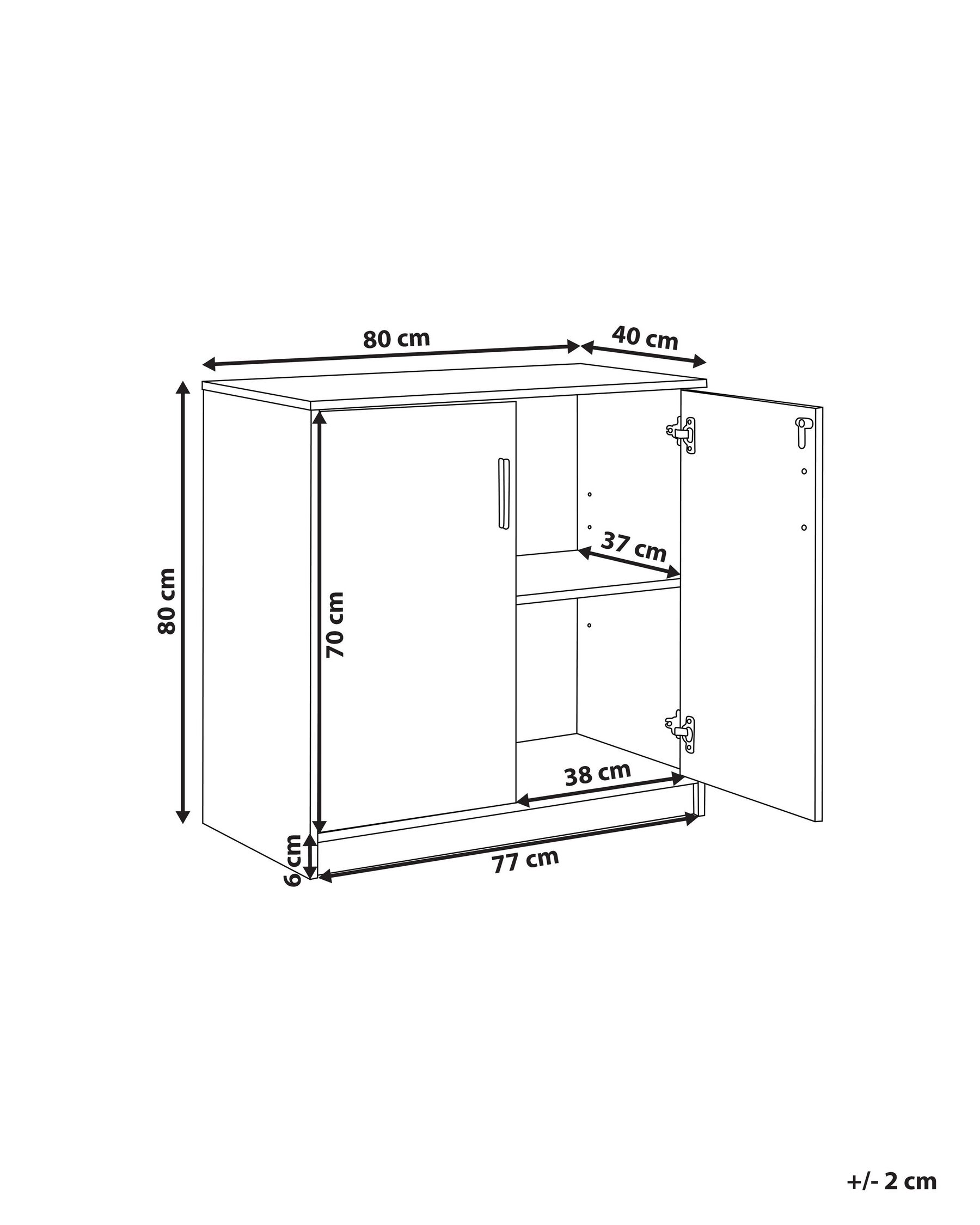 2 Door Storage Cabinet 80 cm Light Wood and Black ZEHNA_885471