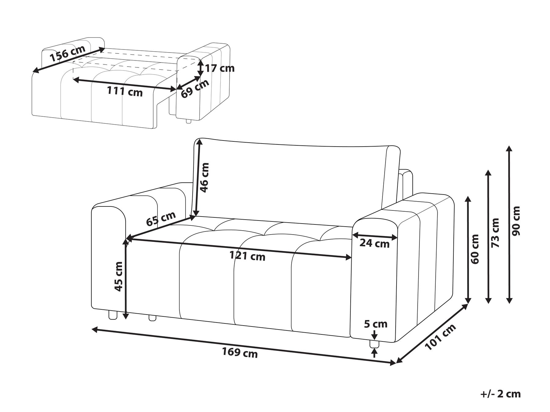 2 Seater Fabric Sofa Bed with Storage Brown INNVIK_965097 2 Seater Fabric Sofa Bed with Storage Brown INNVIK_965097