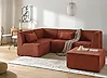 Modular Corner Sofa 4 Seater LEMVIG with Ottoman Corduroy Golden Brown Right Hand