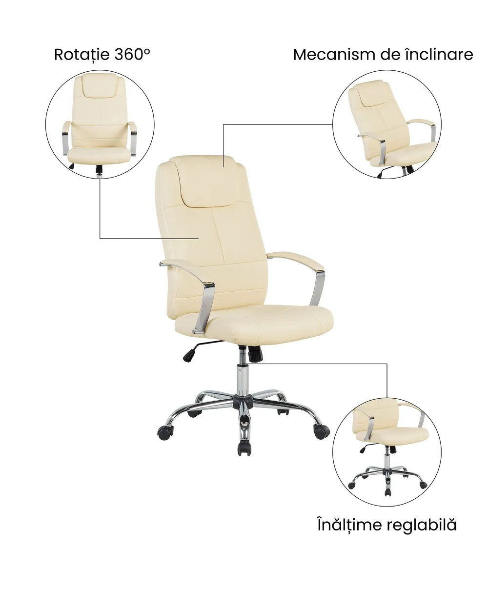 Scaun executiv WINNER Piele ecologică Bej deschis_1074410