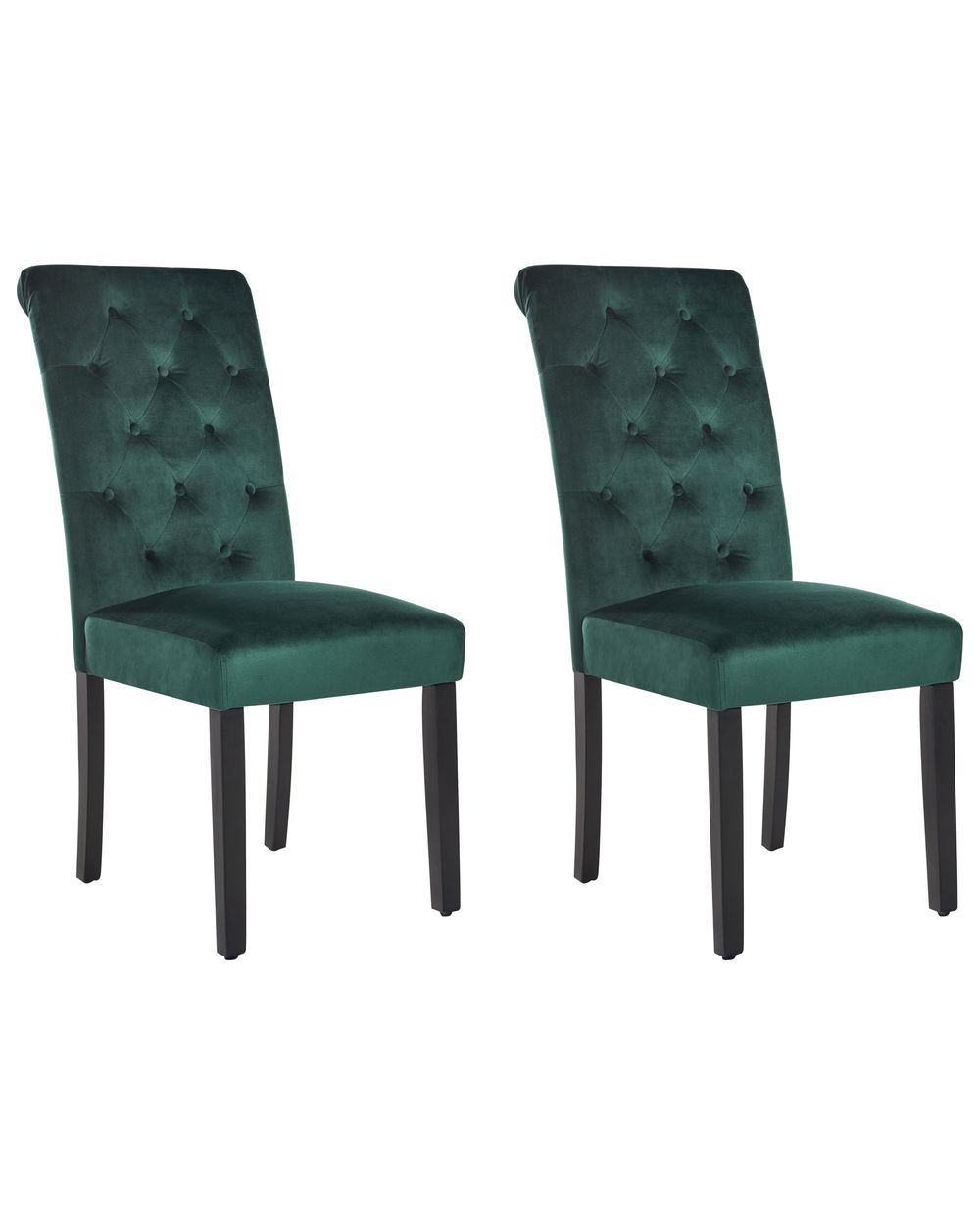 Sæt med 2 spisebordsstole VELVA Velour Mørkegrøn