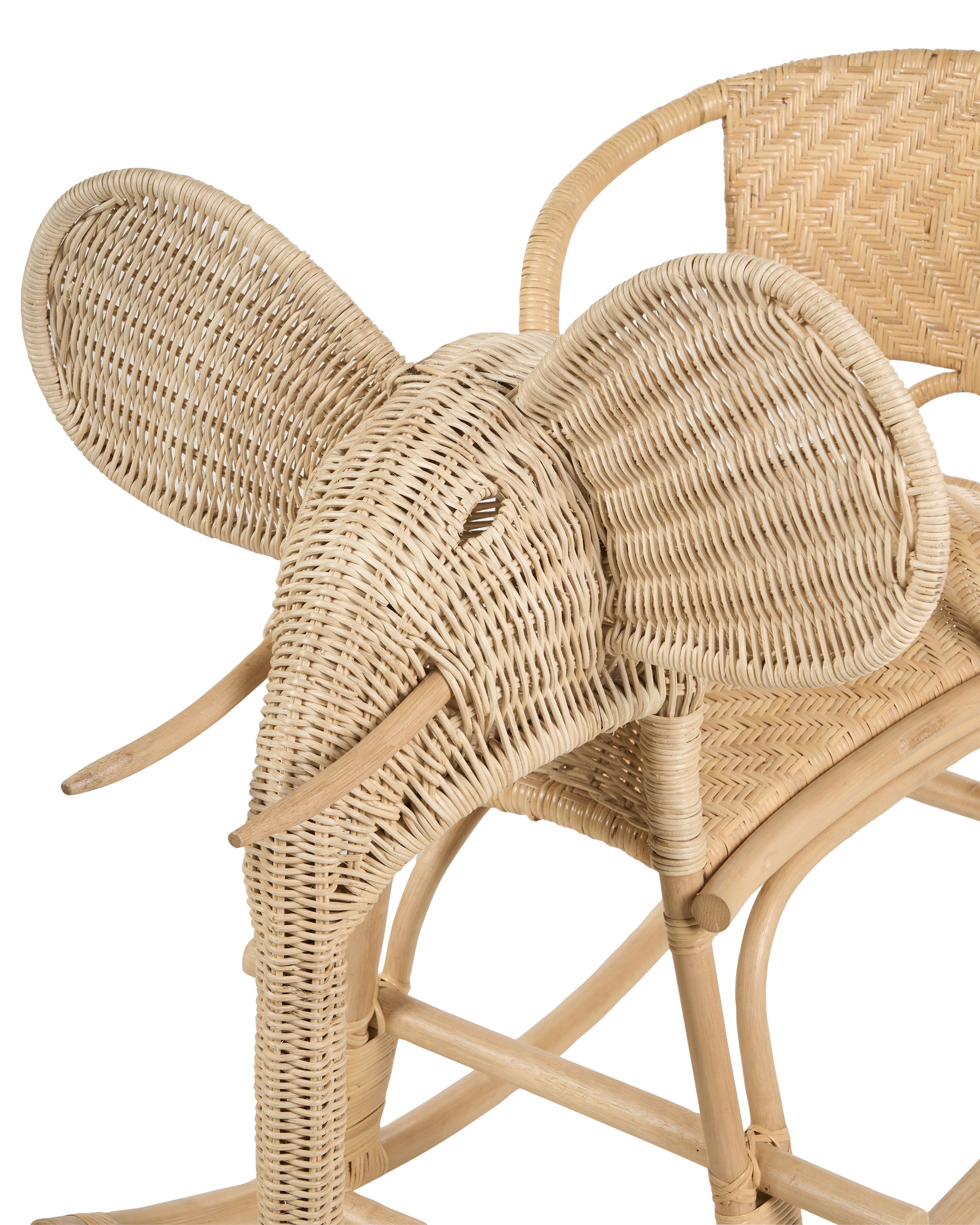 Rattan Kids Rocking Chair Elephant Natural AMPOLLINO | Beliani.co.uk
